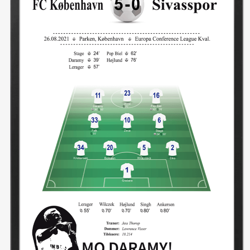FC København - Sivasspor 5-0 - Fodboldplakat